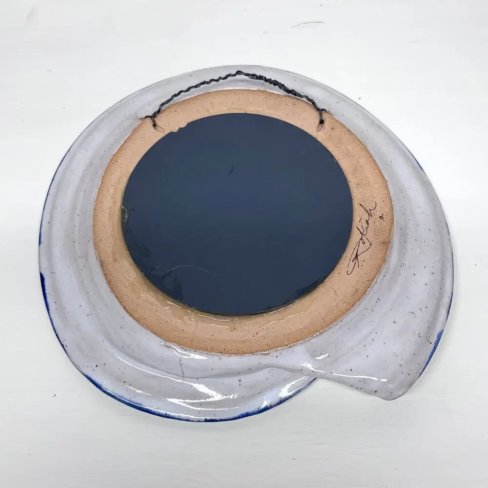 Art Pottery Round Wall Mirror Artist Signed